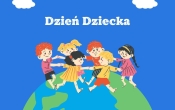 Grafika z dziećmi na ziemii i napisem - Dzień Dziecka