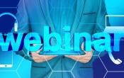 niebieska grafika z napisem webinar - autor geralt