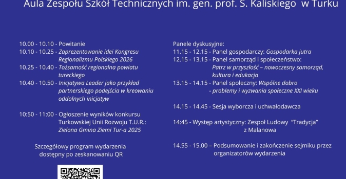 niebieska plansza z bialymi napisami